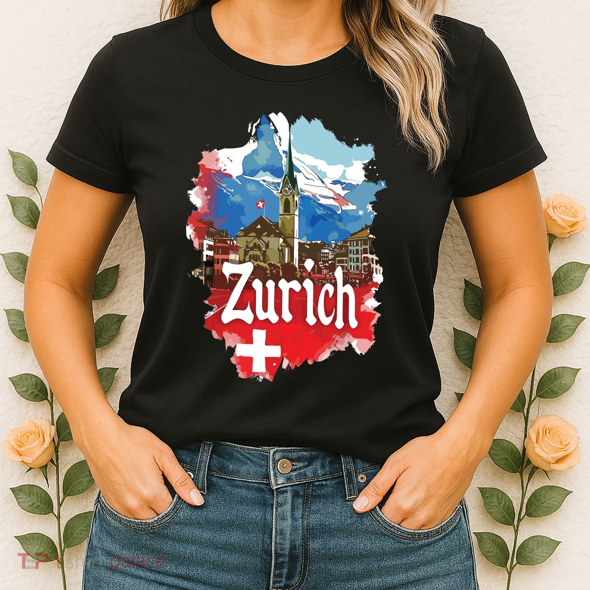 Zurich Switzerland Swiss Flag City Souvenir Women's T-Shirt