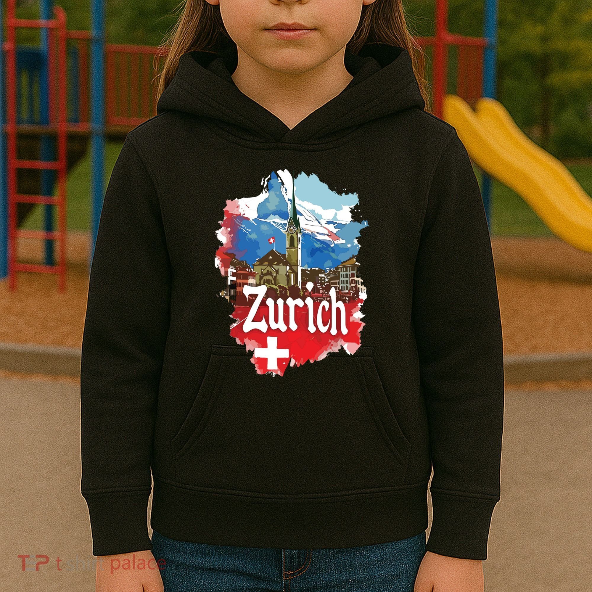Zurich Switzerland Swiss Flag City Souvenir Kids Hoodie