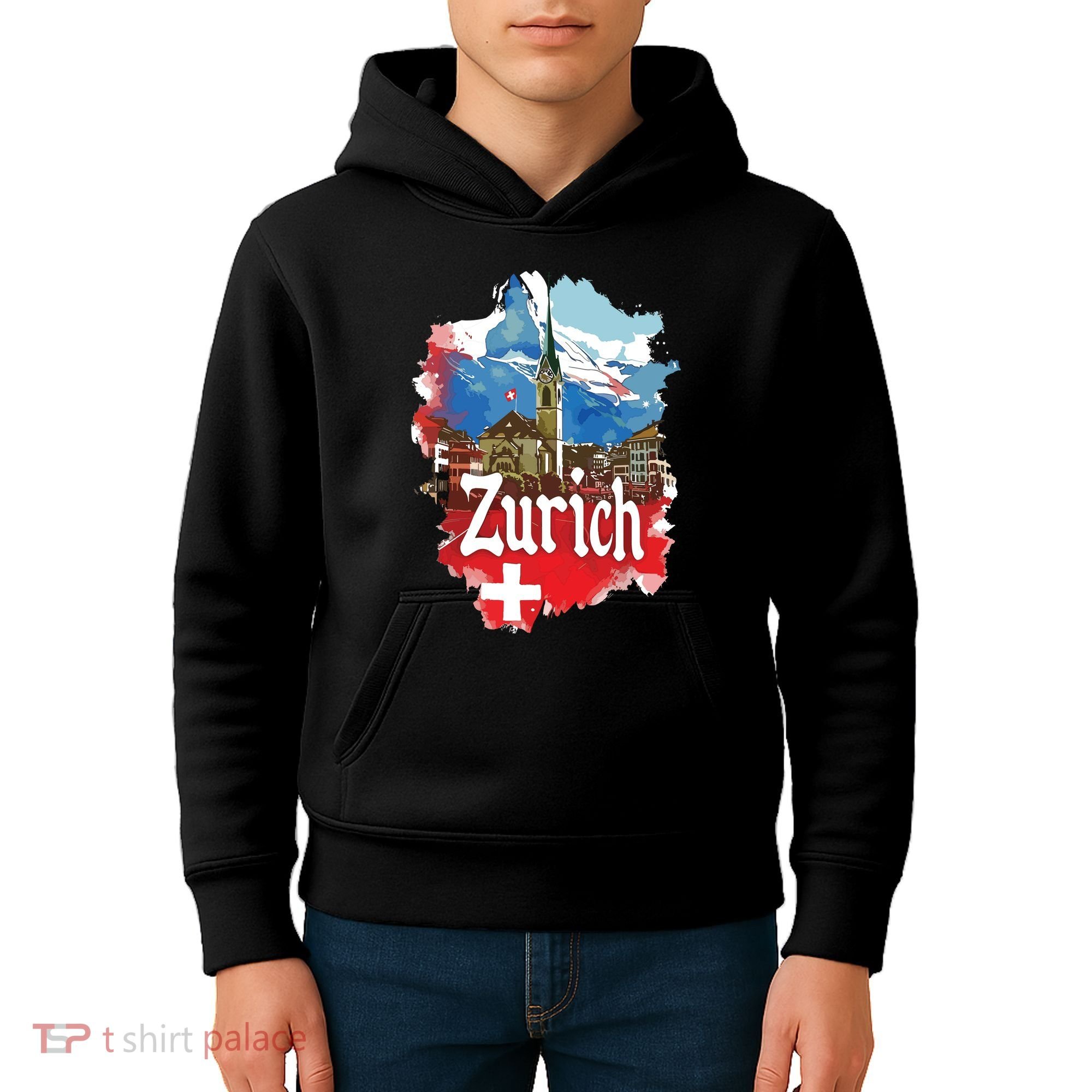 Zurich Switzerland Swiss Flag City Souvenir Kids Hoodie