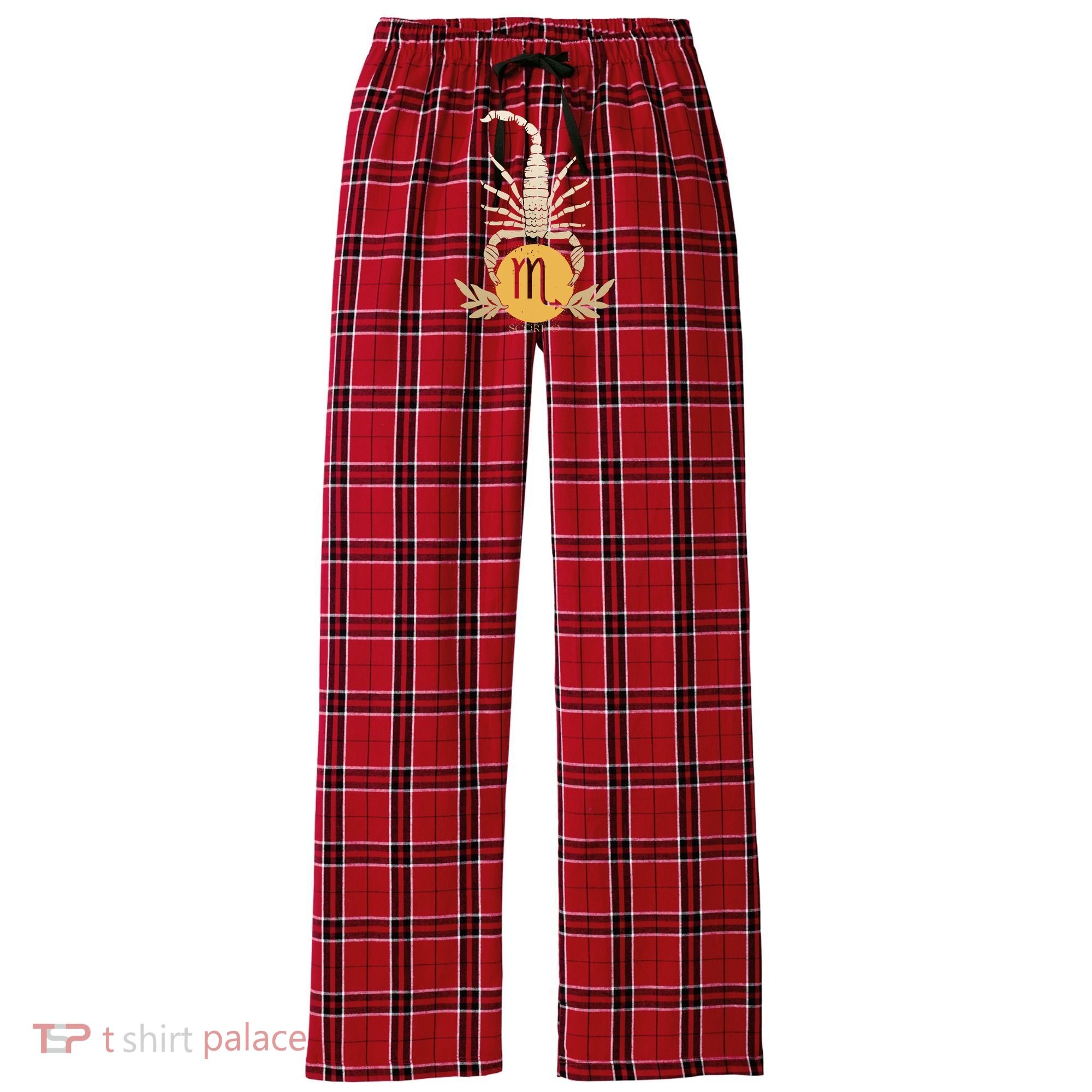 Zodiac Scorpio Scorpion Symbol Women's Flannel Plaid Pajama Pants
