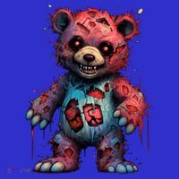 Zombie Teddy Bear Kids Long Sleeve Shirt thumb 2