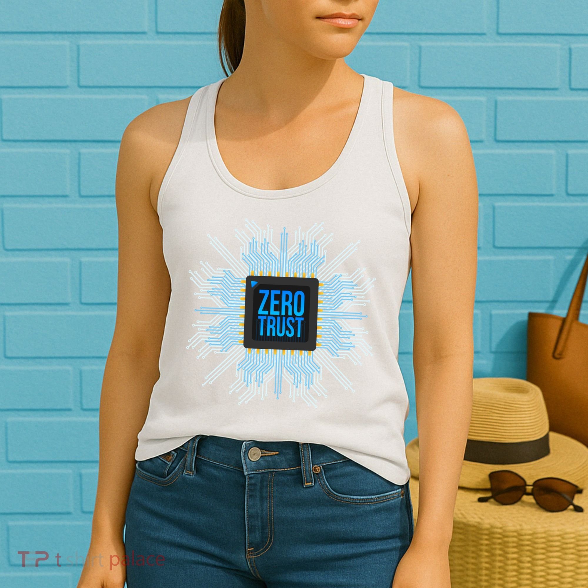 Zero Trust Cyber Security Hacking Programmer Developer Funny Gift Women's Tank Top