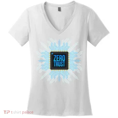 Zero Trust Cyber Security Hacking Programmer Developer Funny Gift Women's V-Neck T-Shirt