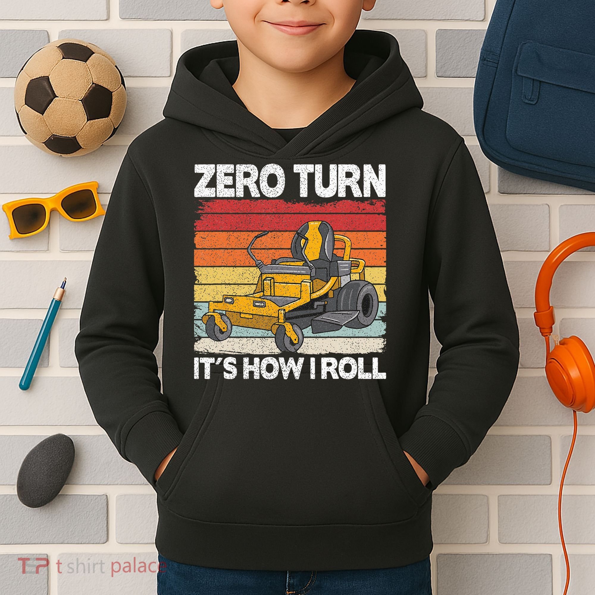 Zero Turn Its How I Roll Landscaping Funny Lawn Mower Kids Hoodie
