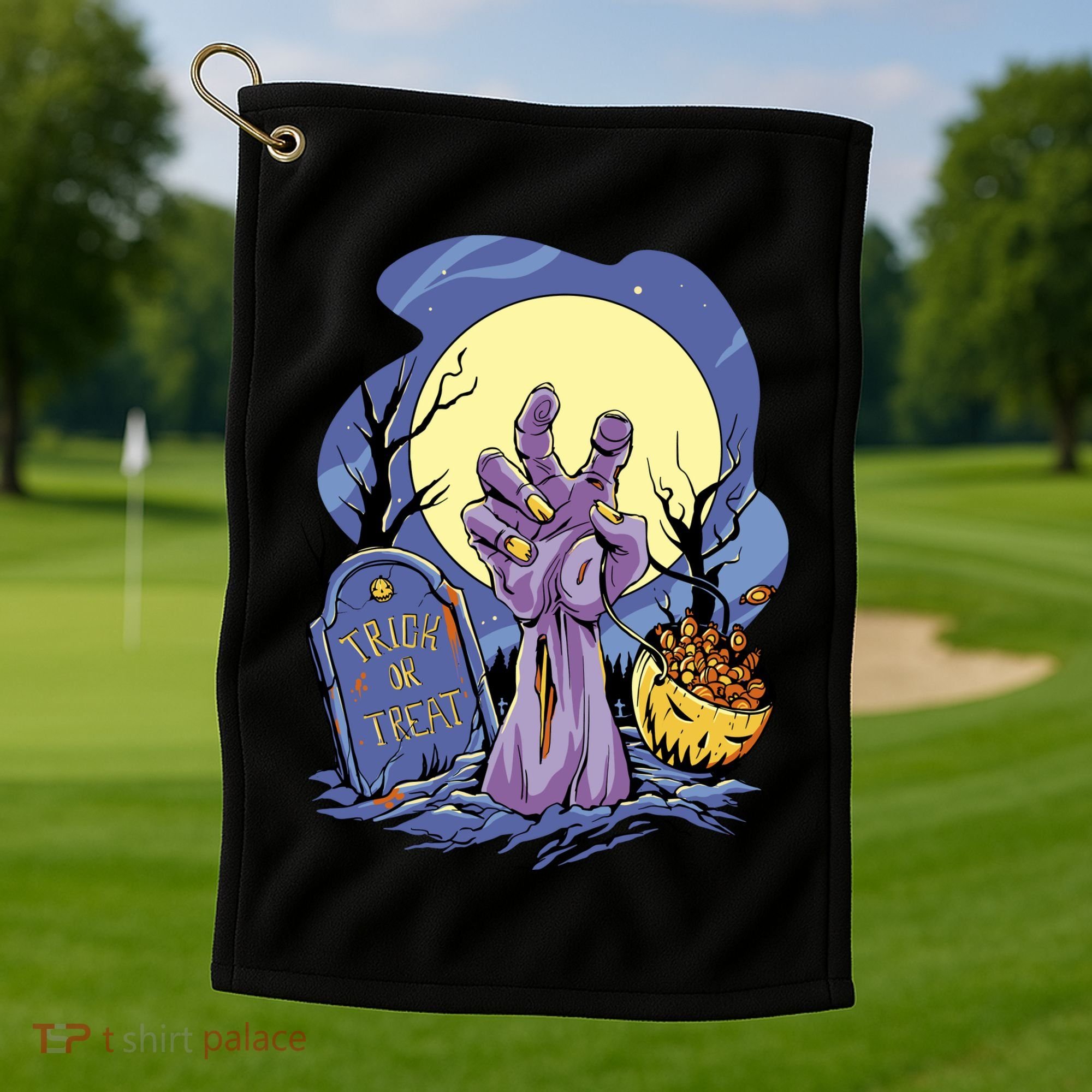 Zombie Trick Or Treat Spooky Halloween Golf Towel