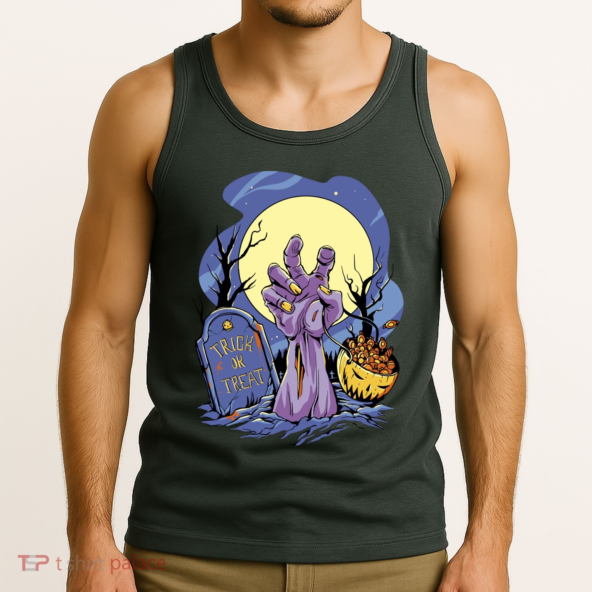Zombie Trick Or Treat Spooky Halloween Tank Top