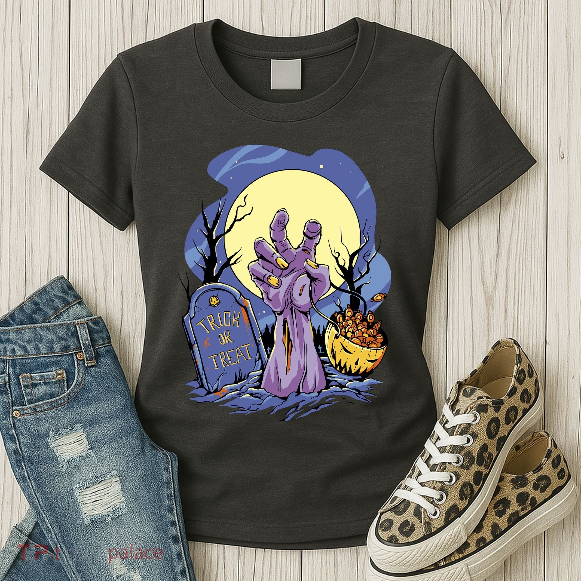 Zombie Trick Or Treat Spooky Halloween Women's T-Shirt