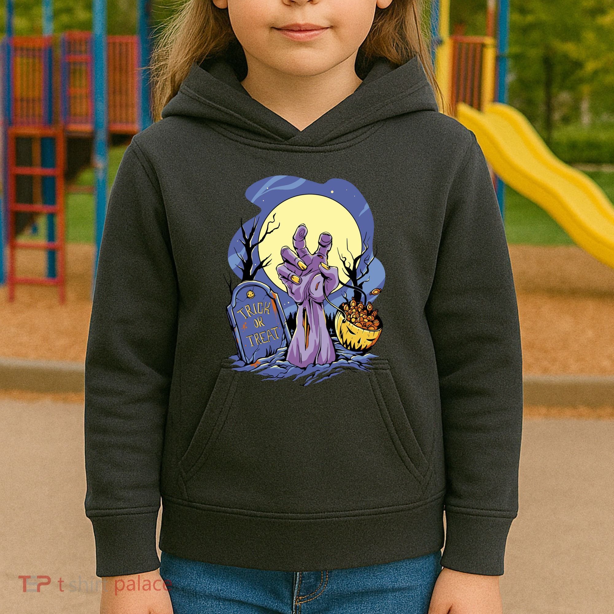 Zombie Trick Or Treat Spooky Halloween Kids Hoodie