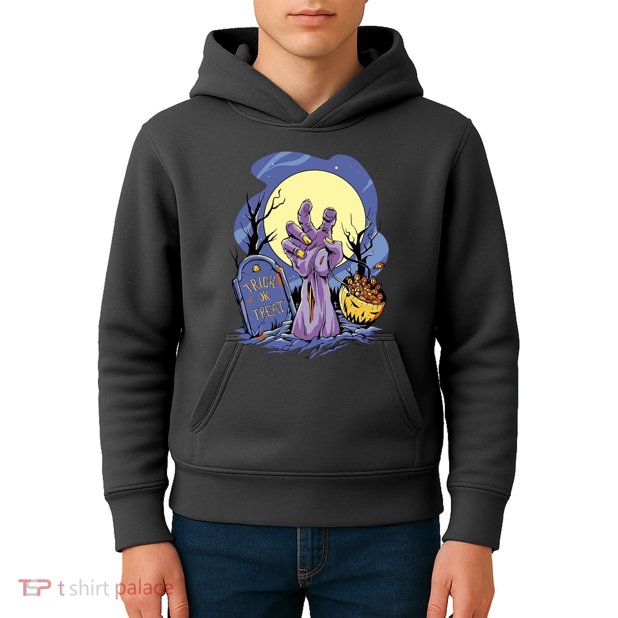Zombie Trick Or Treat Spooky Halloween Kids Hoodie