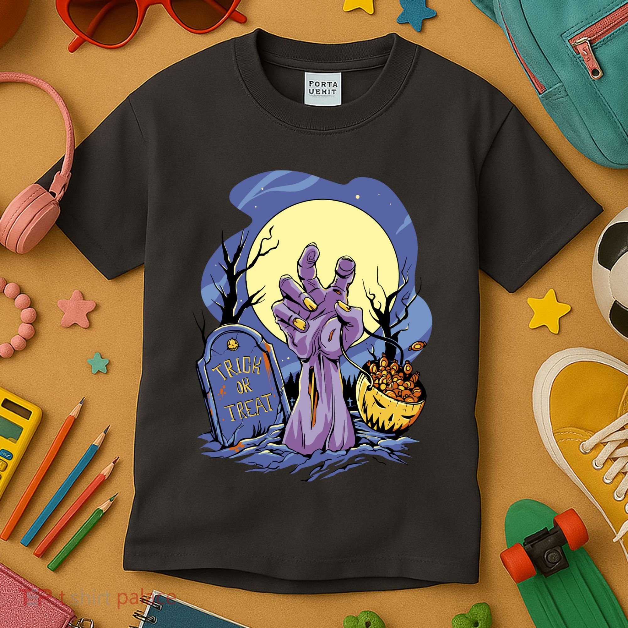Zombie Trick Or Treat Spooky Halloween Kids T-Shirt
