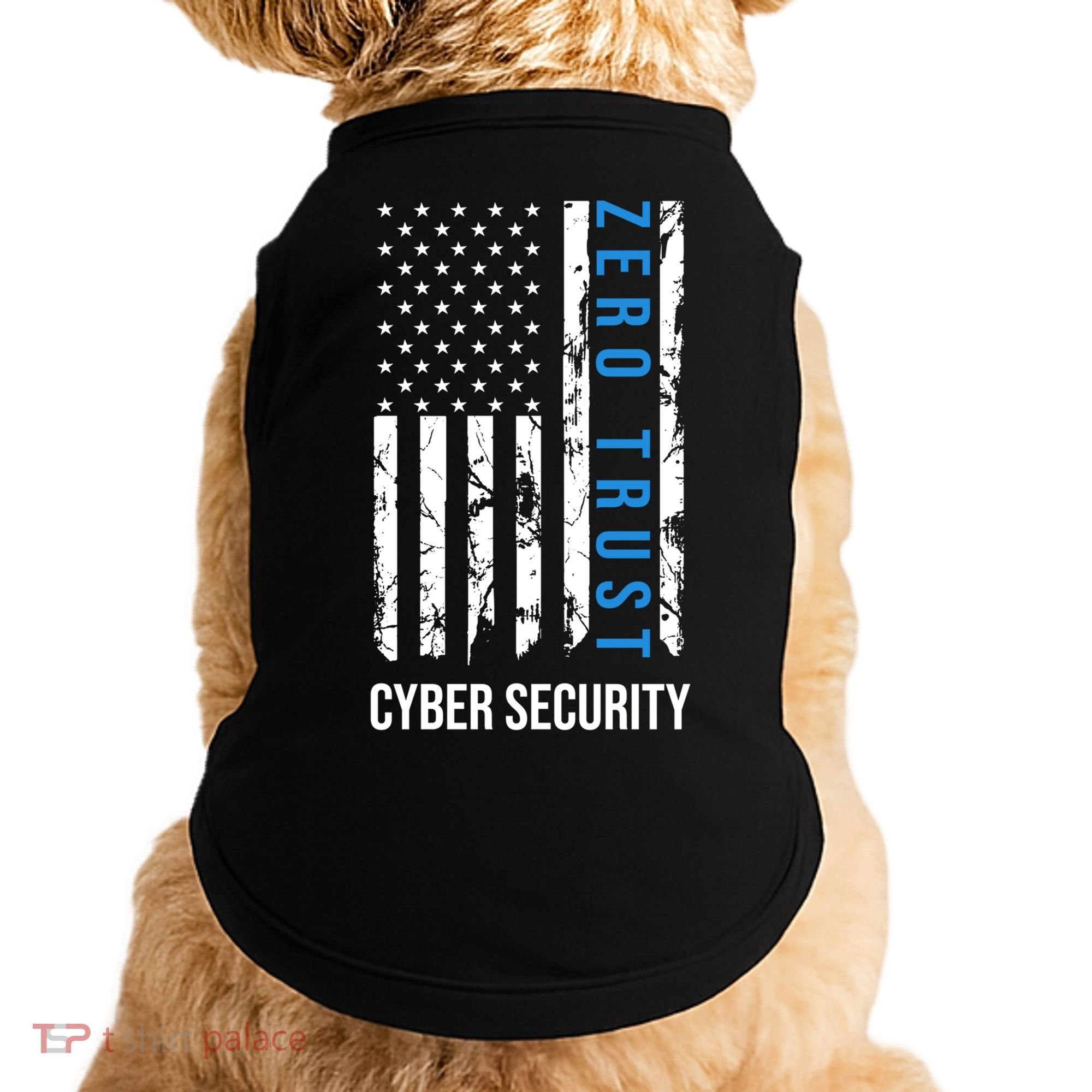 Zero Trust Us Flag Cyber Security Hacking Hacker Developer Funny Gift Doggie Tank