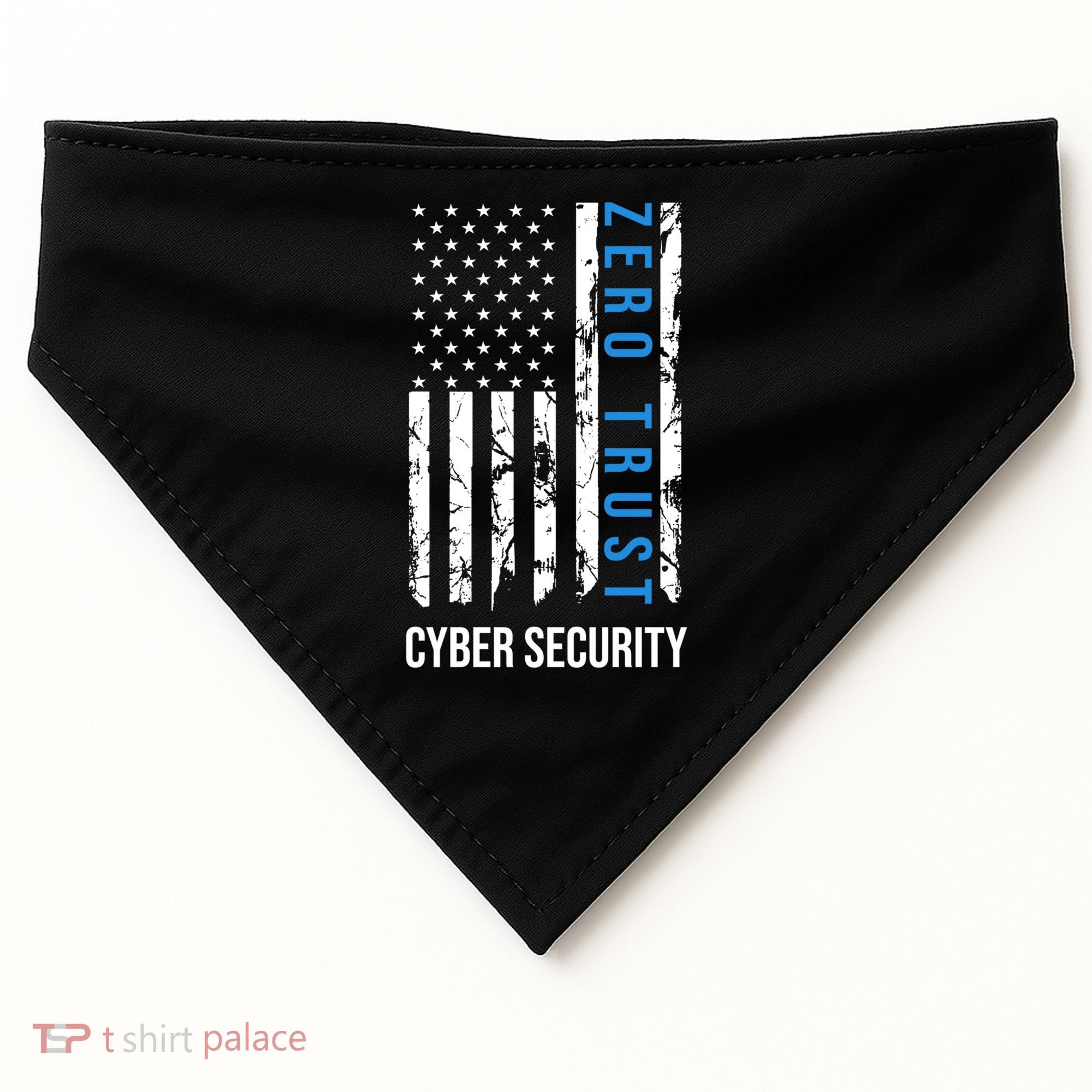 Zero Trust Us Flag Cyber Security Hacking Hacker Developer Funny Gift USA-Made Doggie Bandana