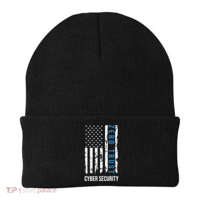 Zero Trust Us Flag Cyber Security Hacking Hacker Developer Funny Gift Beanie
