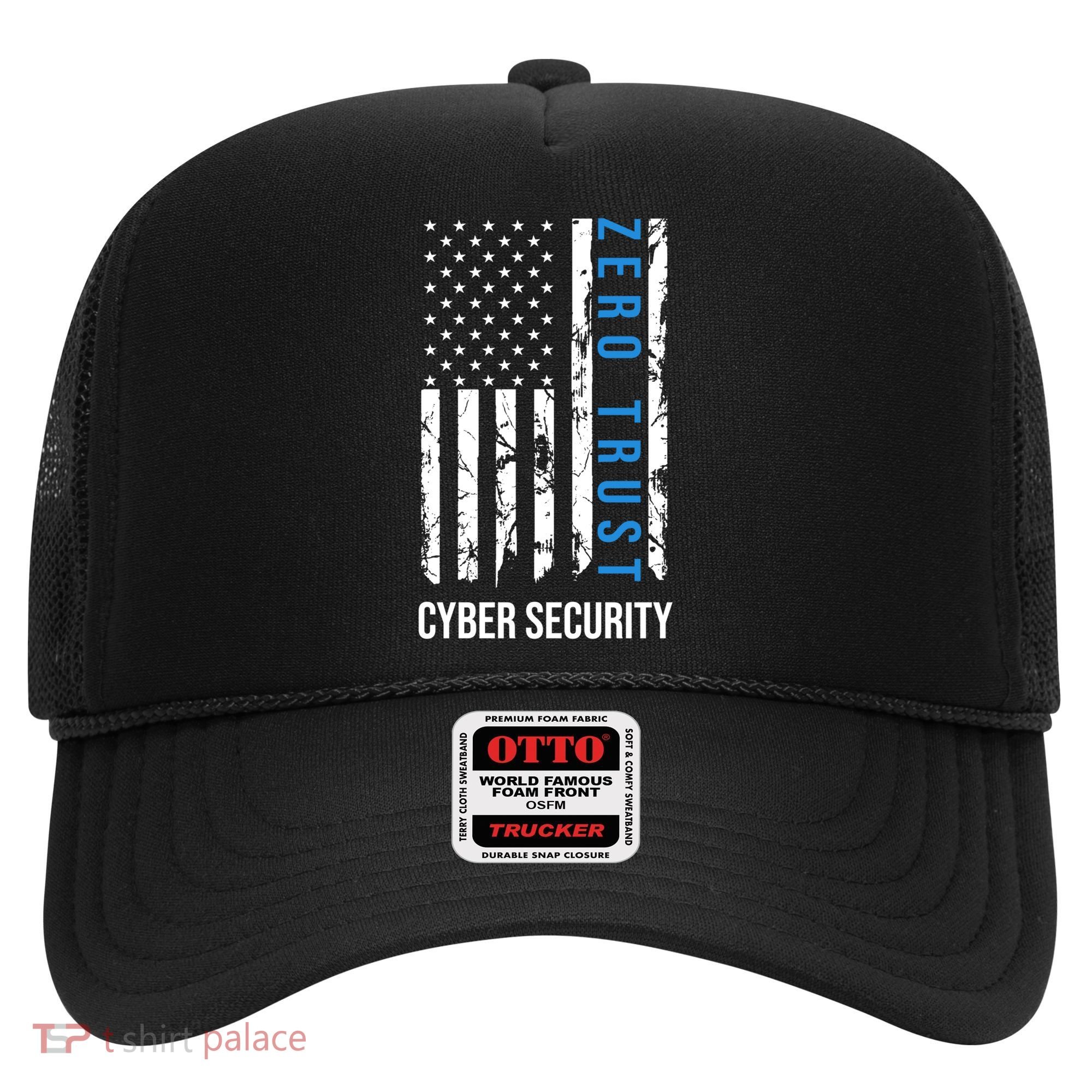Zero Trust Us Flag Cyber Security Hacking Hacker Developer Funny Gift Hat