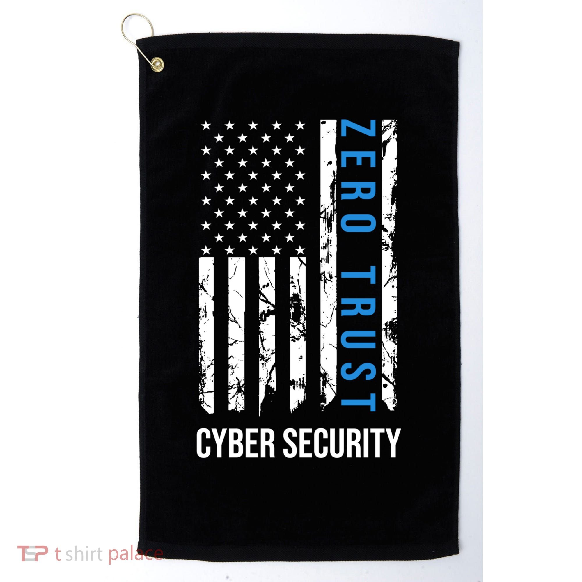 Zero Trust Us Flag Cyber Security Hacking Hacker Developer Funny Gift Golf Towel