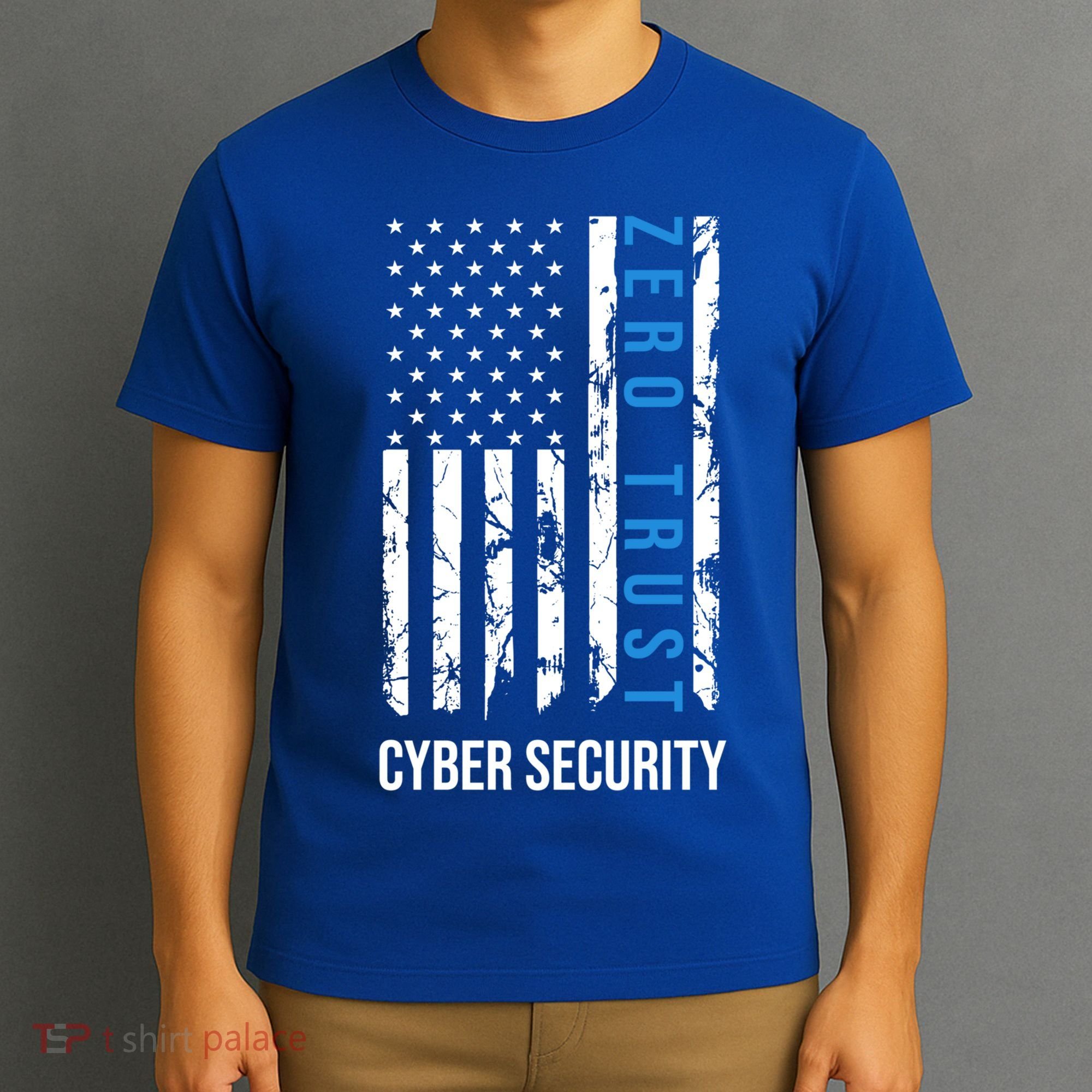 Zero Trust Us Flag Cyber Security Hacking Hacker Developer Funny Gift T-Shirt