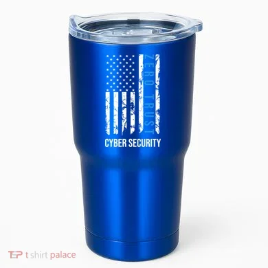 Zero Trust Us Flag Cyber Security Hacking Hacker Developer Funny Gift Tumbler