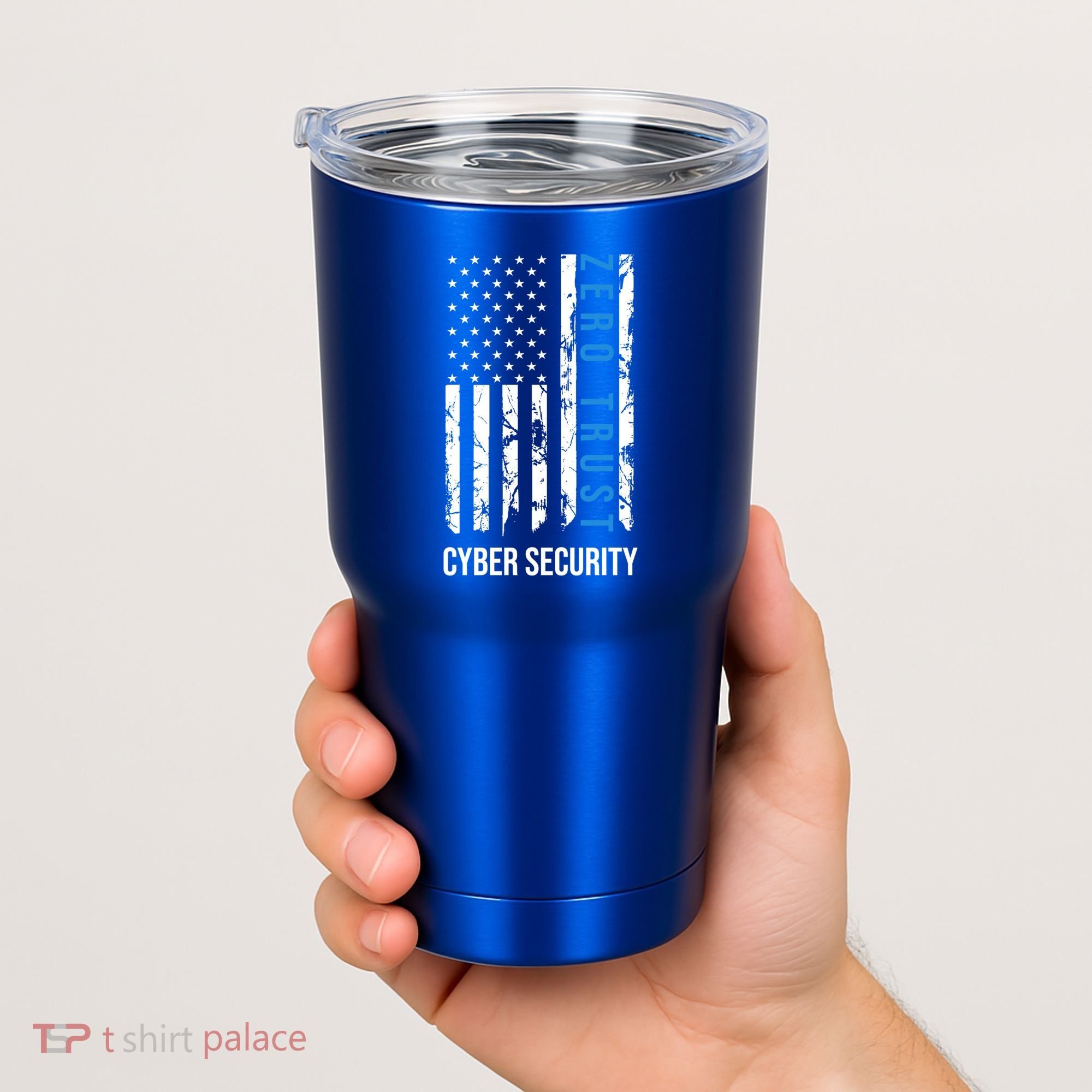 Zero Trust Us Flag Cyber Security Hacking Hacker Developer Funny Gift Tumbler