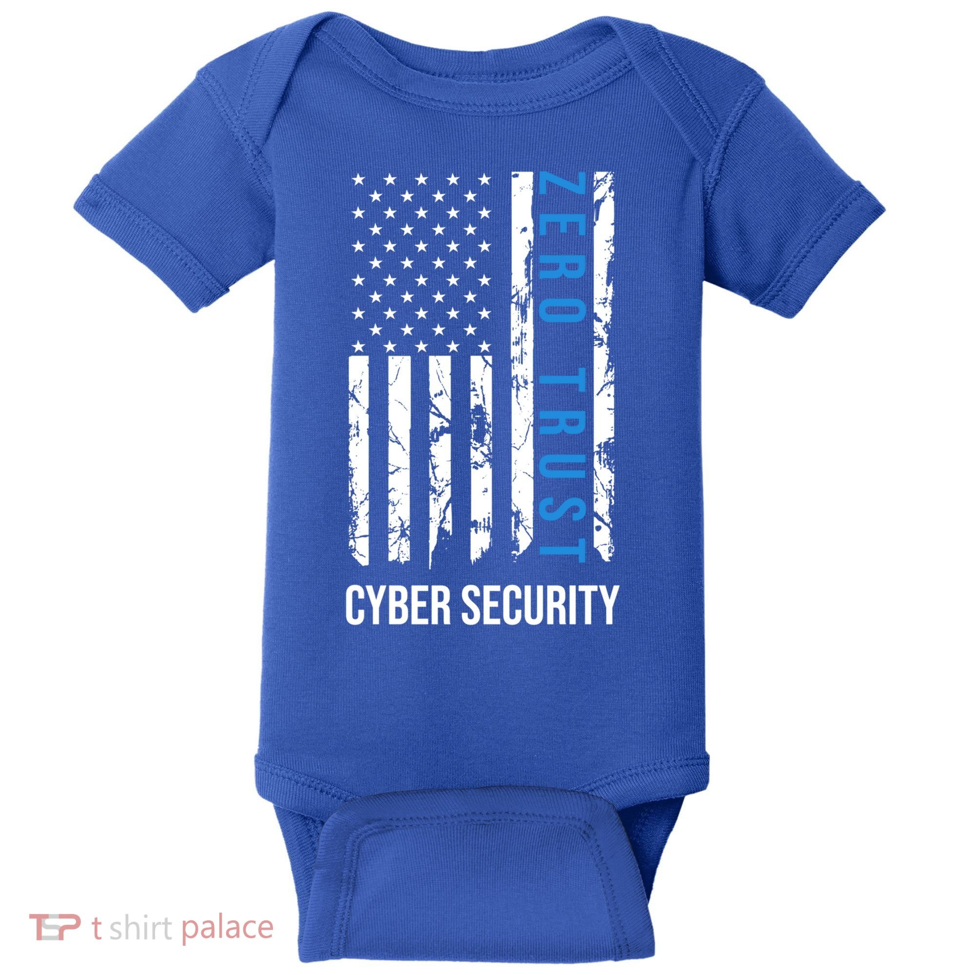 Zero Trust Us Flag Cyber Security Hacking Hacker Developer Funny Gift Baby Bodysuit
