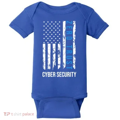 Zero Trust Us Flag Cyber Security Hacking Hacker Developer Funny Gift Baby Bodysuit