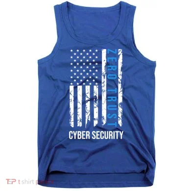 Zero Trust Us Flag Cyber Security Hacking Hacker Developer Funny Gift Tank Top