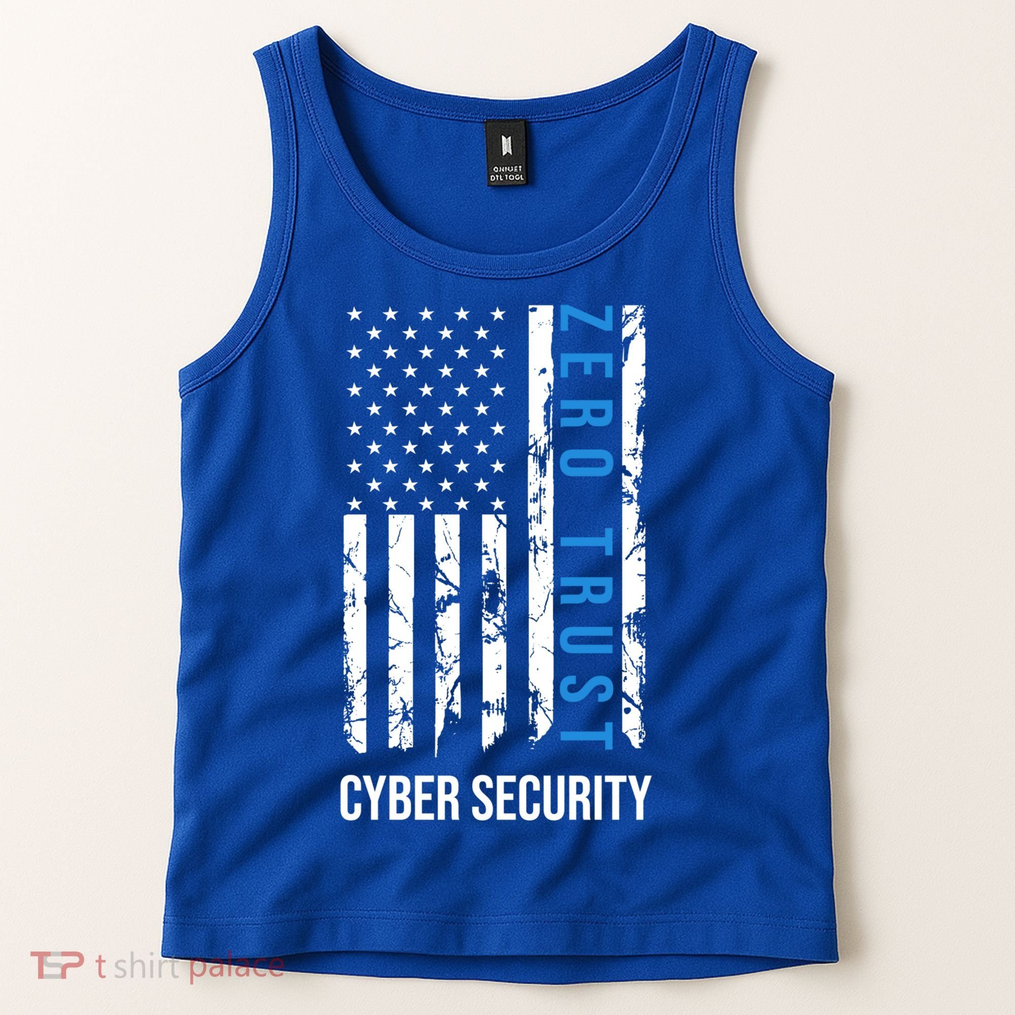Zero Trust Us Flag Cyber Security Hacking Hacker Developer Funny Gift Tank Top