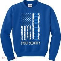 Zero Trust Us Flag Cyber Security Hacking Hacker Developer Funny Gift Kids Sweatshirt thumb 0