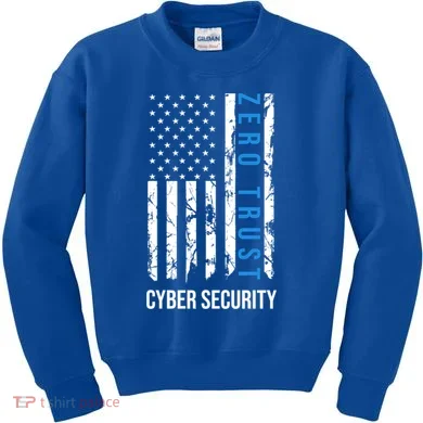 Zero Trust Us Flag Cyber Security Hacking Hacker Developer Funny Gift Kids Sweatshirt