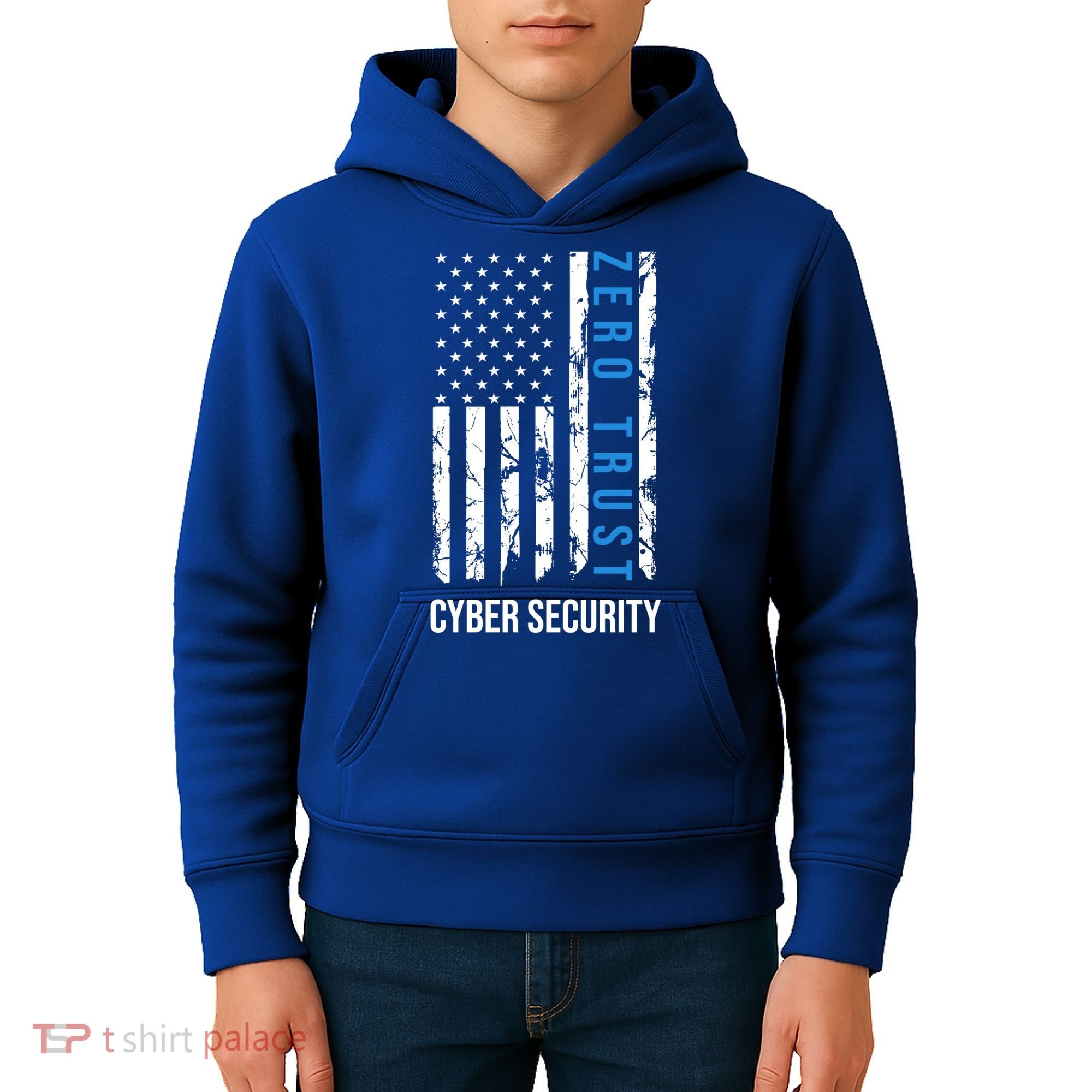 Zero Trust Us Flag Cyber Security Hacking Hacker Developer Funny Gift Kids Hoodie