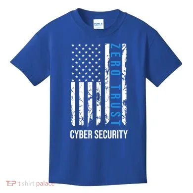 Zero Trust Us Flag Cyber Security Hacking Hacker Developer Funny Gift Kids T-Shirt