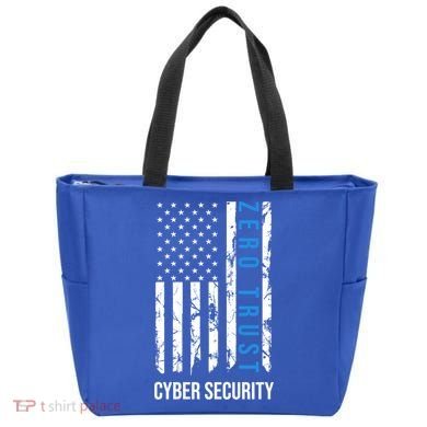 Zero Trust Us Flag Cyber Security Hacking Hacker Developer Funny Gift Tote Bag