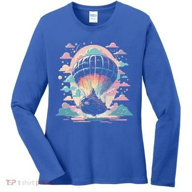 Zeppelin Vintage Retro Zeppelin Gift Dirigible Airship Gift Women's Long Sleeve Shirt