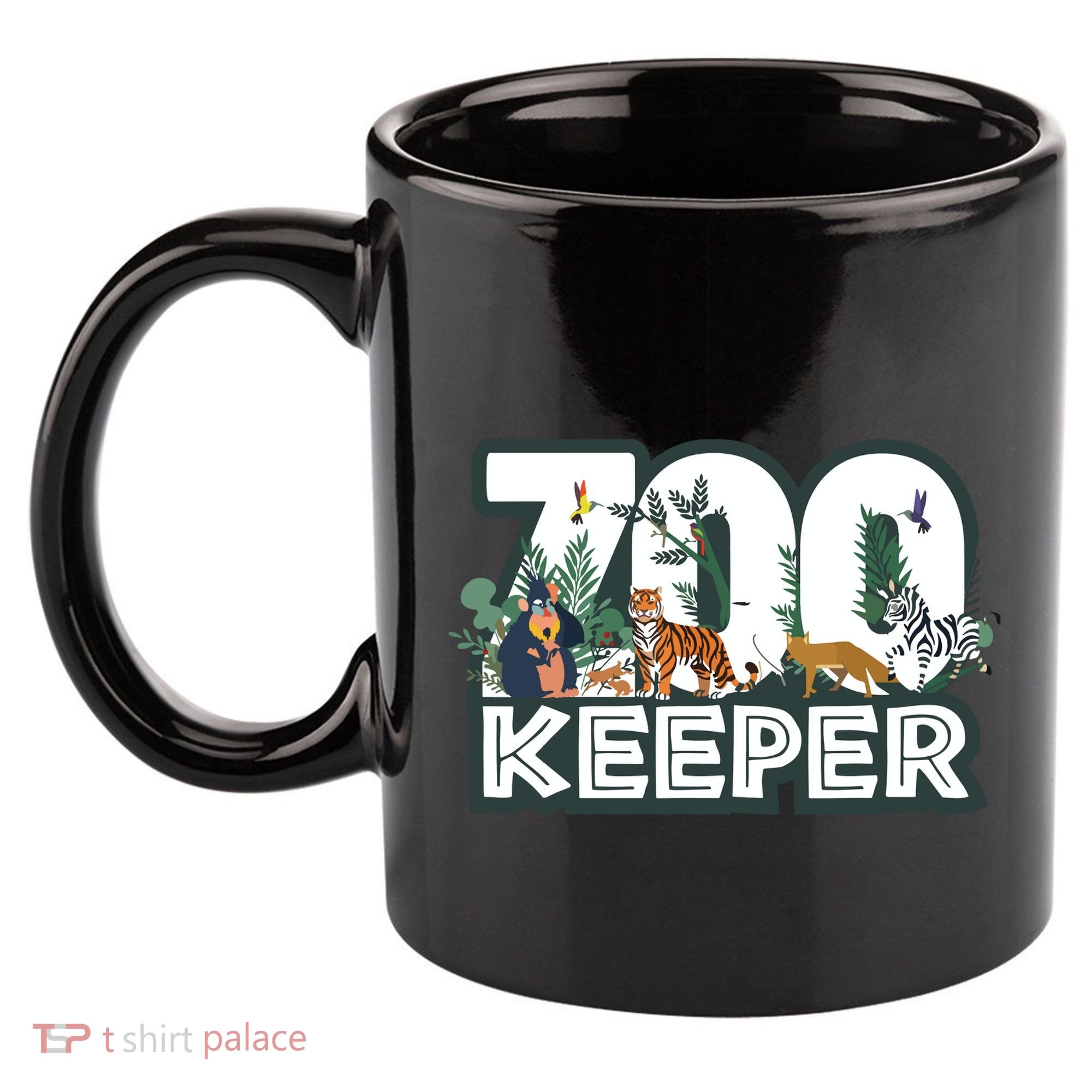 Zookeeper Wild Woods Jungle Tropical Forest Animals Theme 11oz C Handle Ceramic Mug