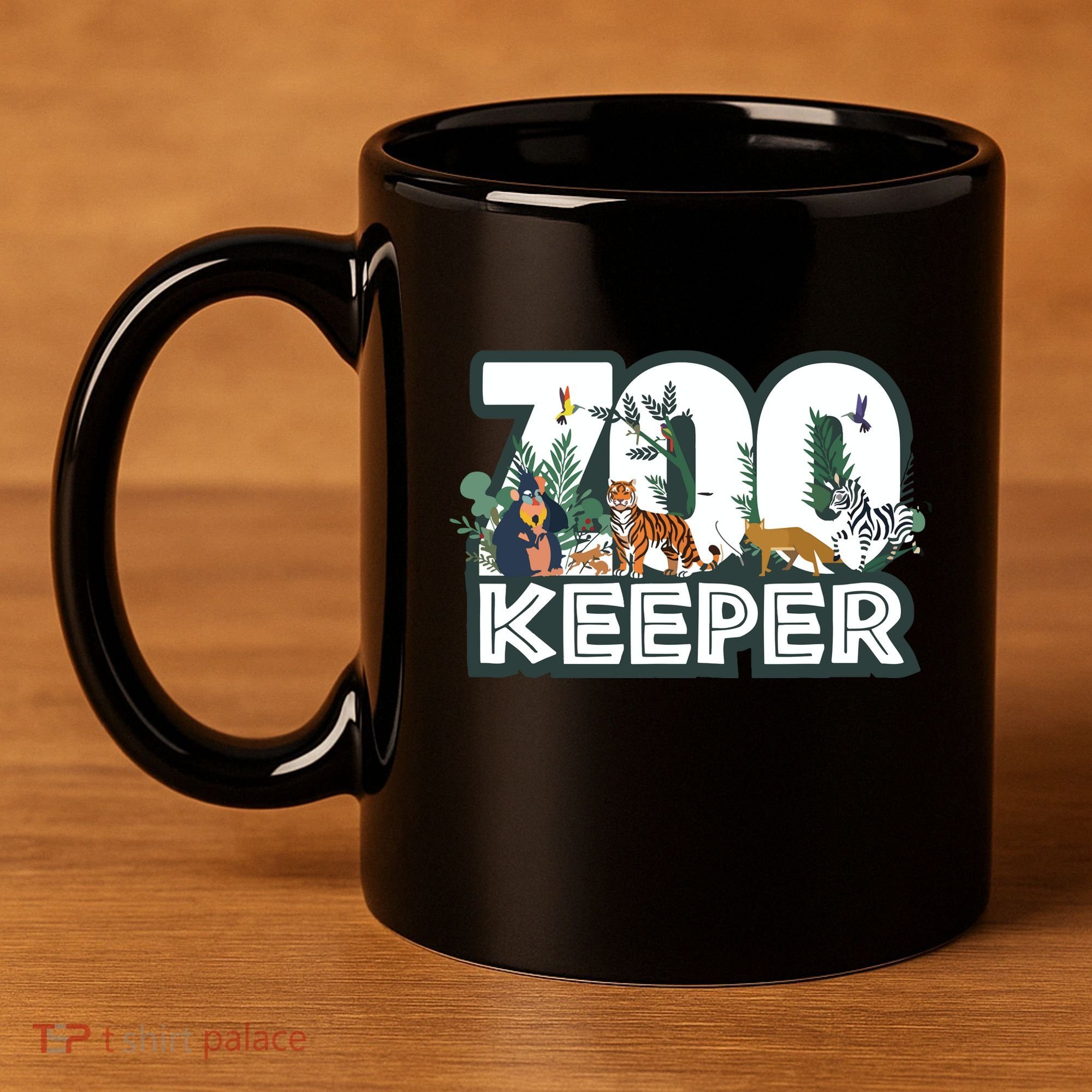 Zookeeper Wild Woods Jungle Tropical Forest Animals Theme 11oz C Handle Ceramic Mug