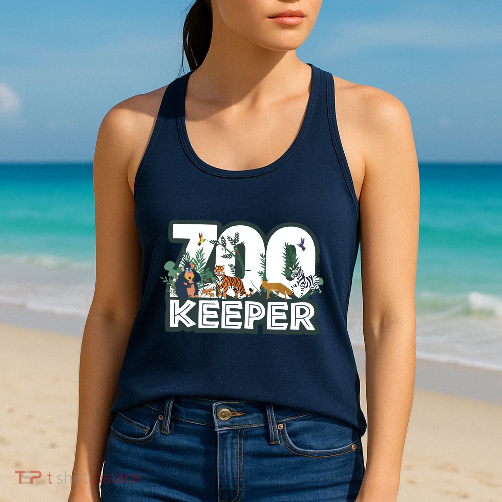 Zookeeper Wild Woods Jungle Tropical Forest Animals Theme Women's Tank Top