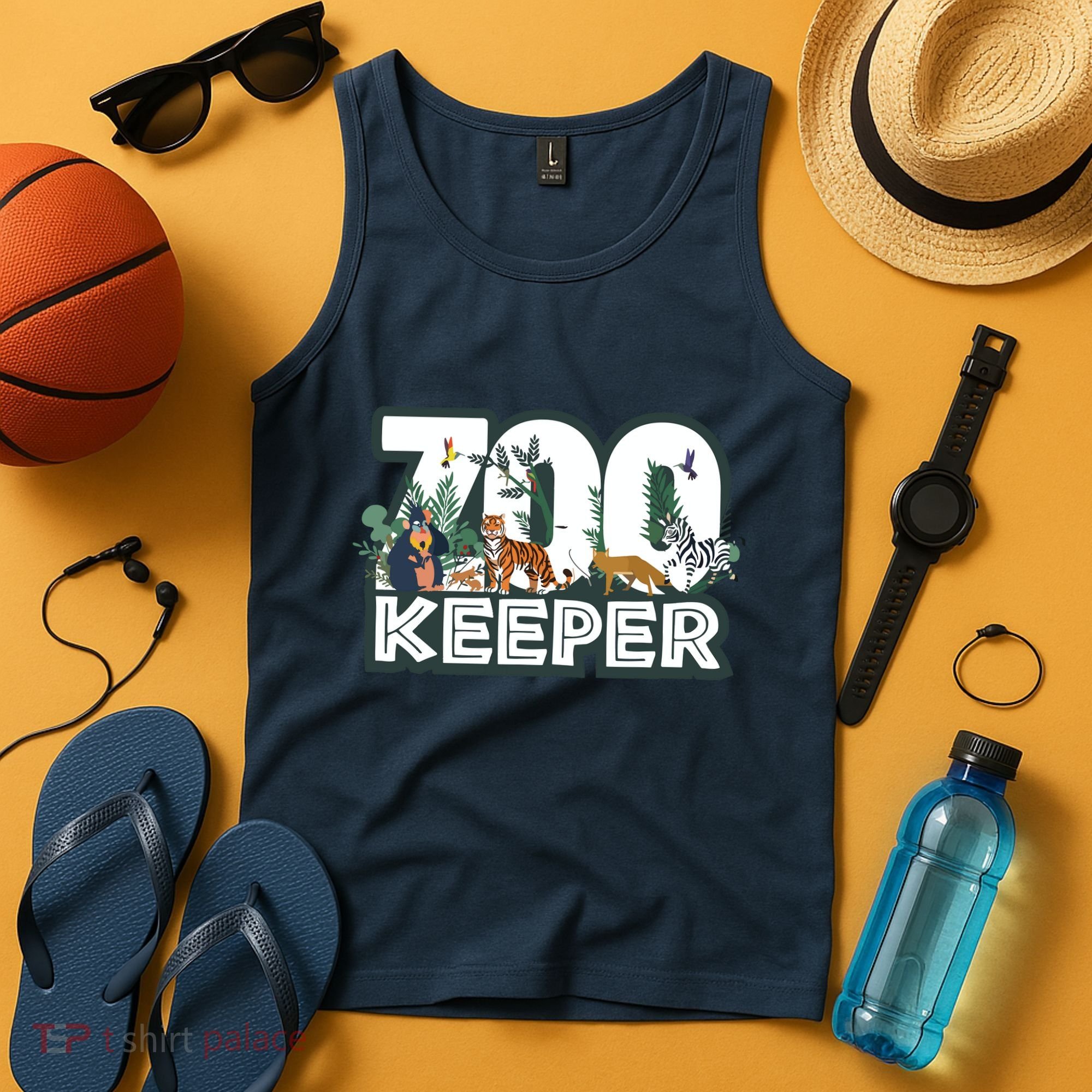 Zookeeper Wild Woods Jungle Tropical Forest Animals Theme Tank Top