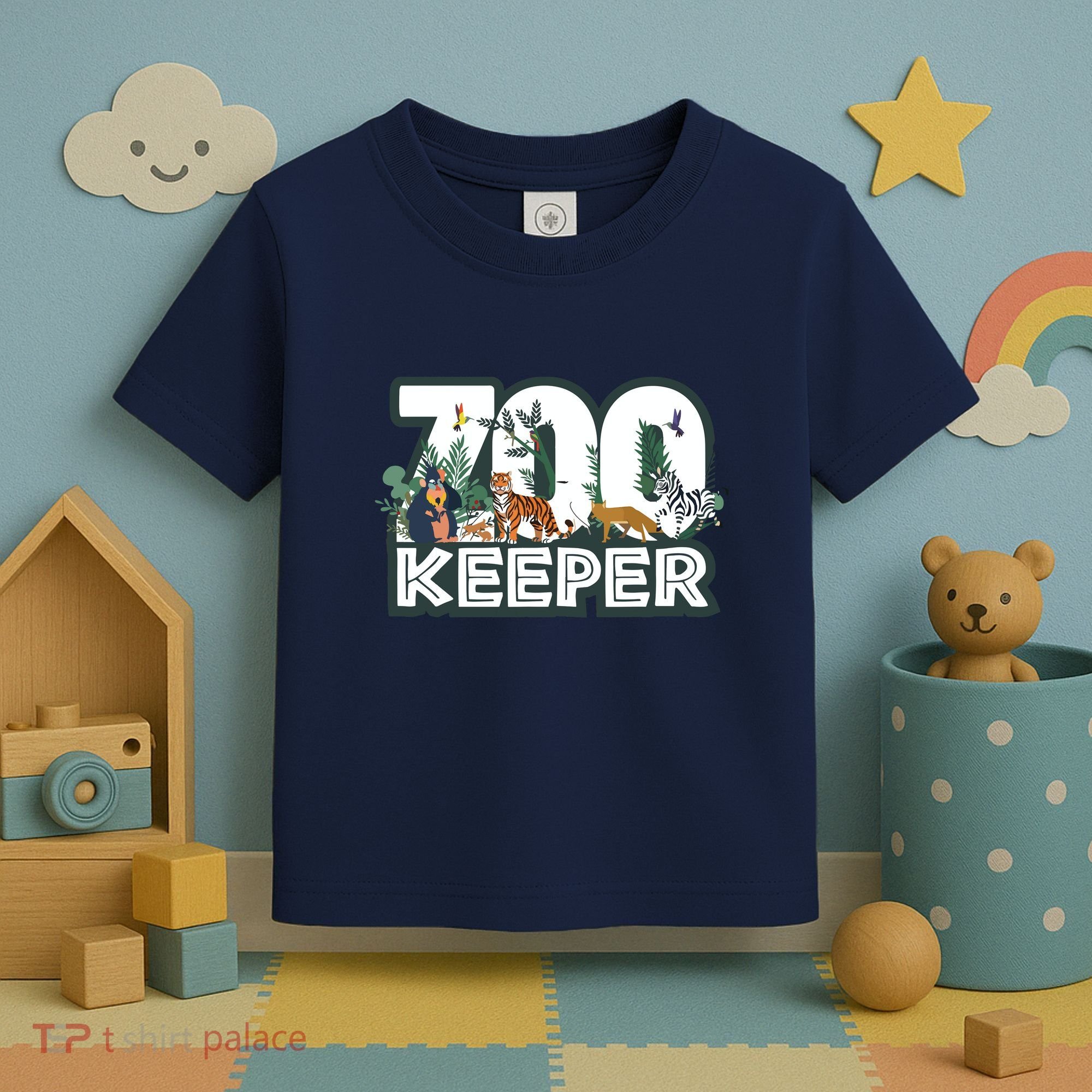 Zookeeper Wild Woods Jungle Tropical Forest Animals Theme Toddler T-Shirt