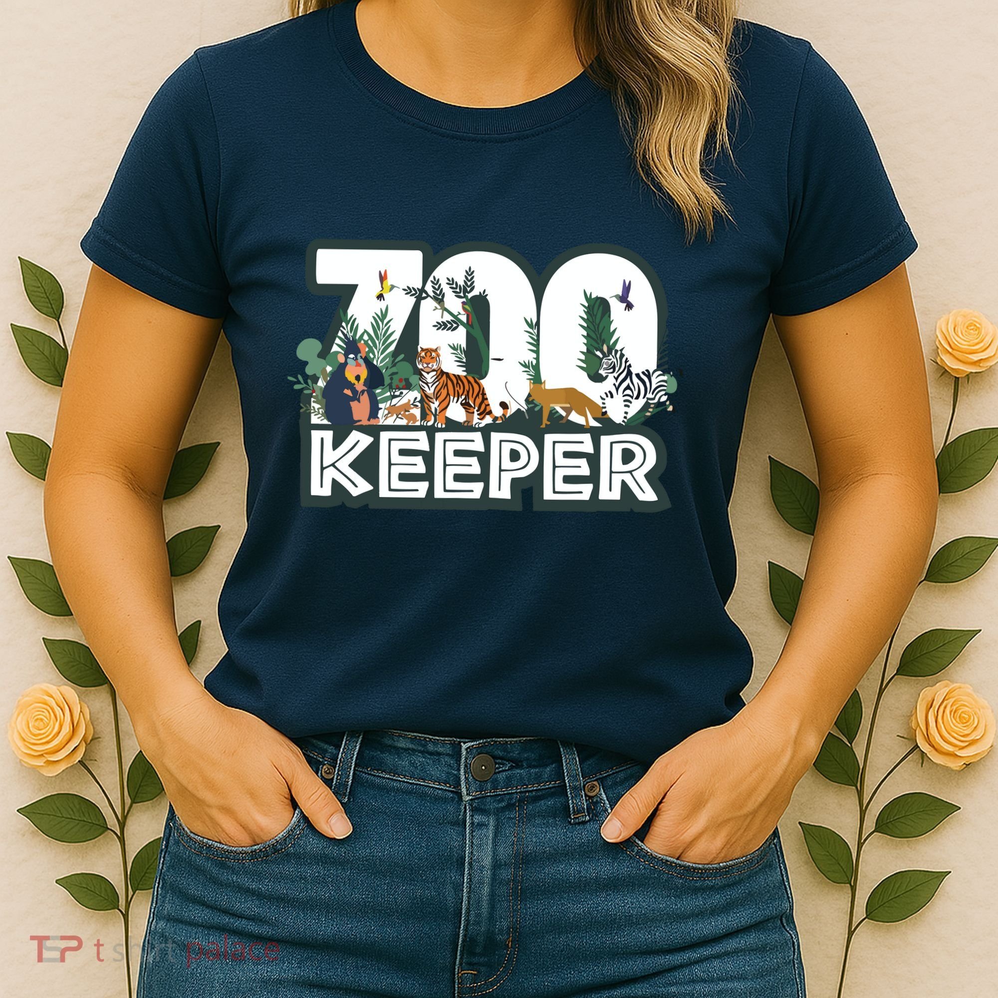 Zookeeper Wild Woods Jungle Tropical Forest Animals Theme Women's T-Shirt