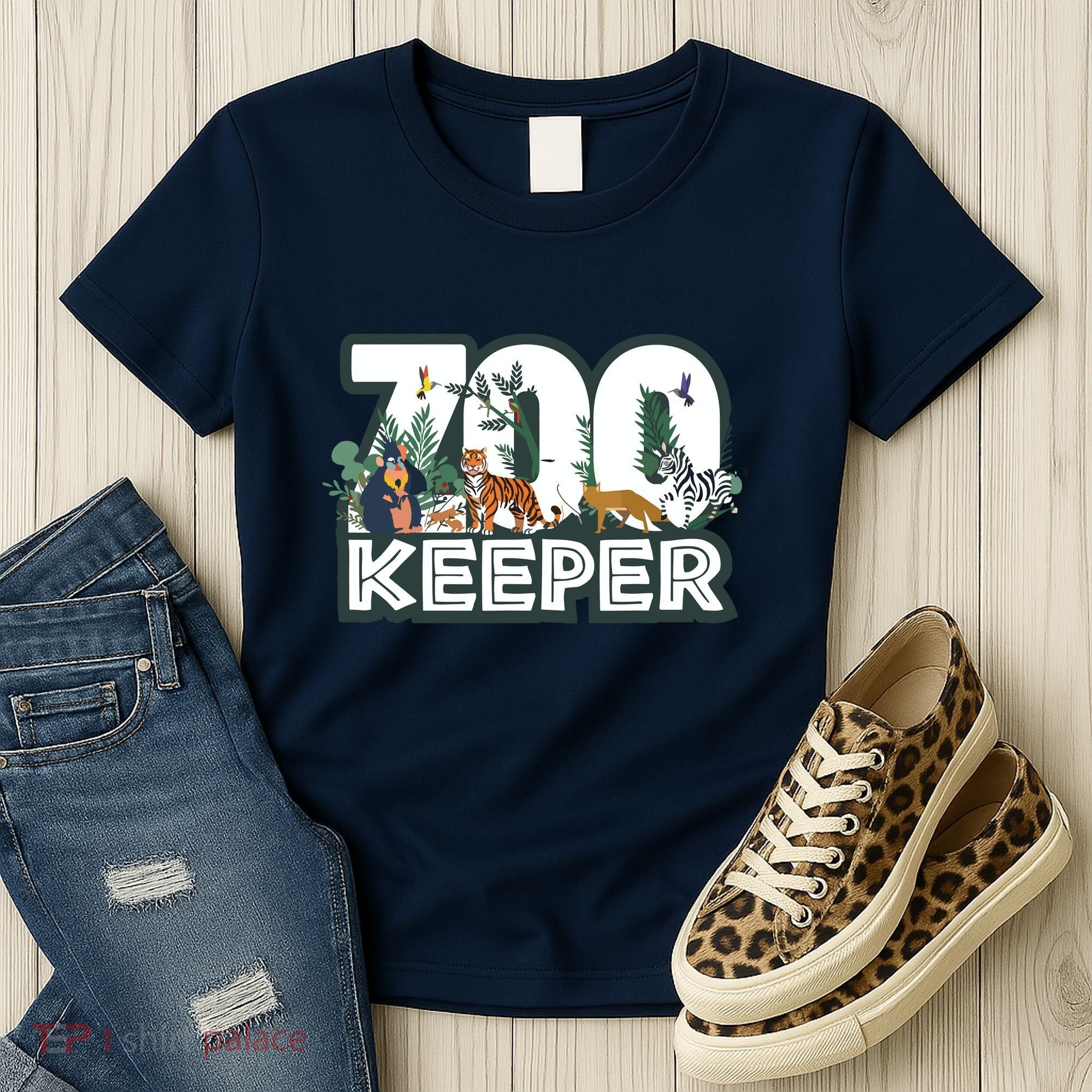 Zookeeper Wild Woods Jungle Tropical Forest Animals Theme Women's T-Shirt