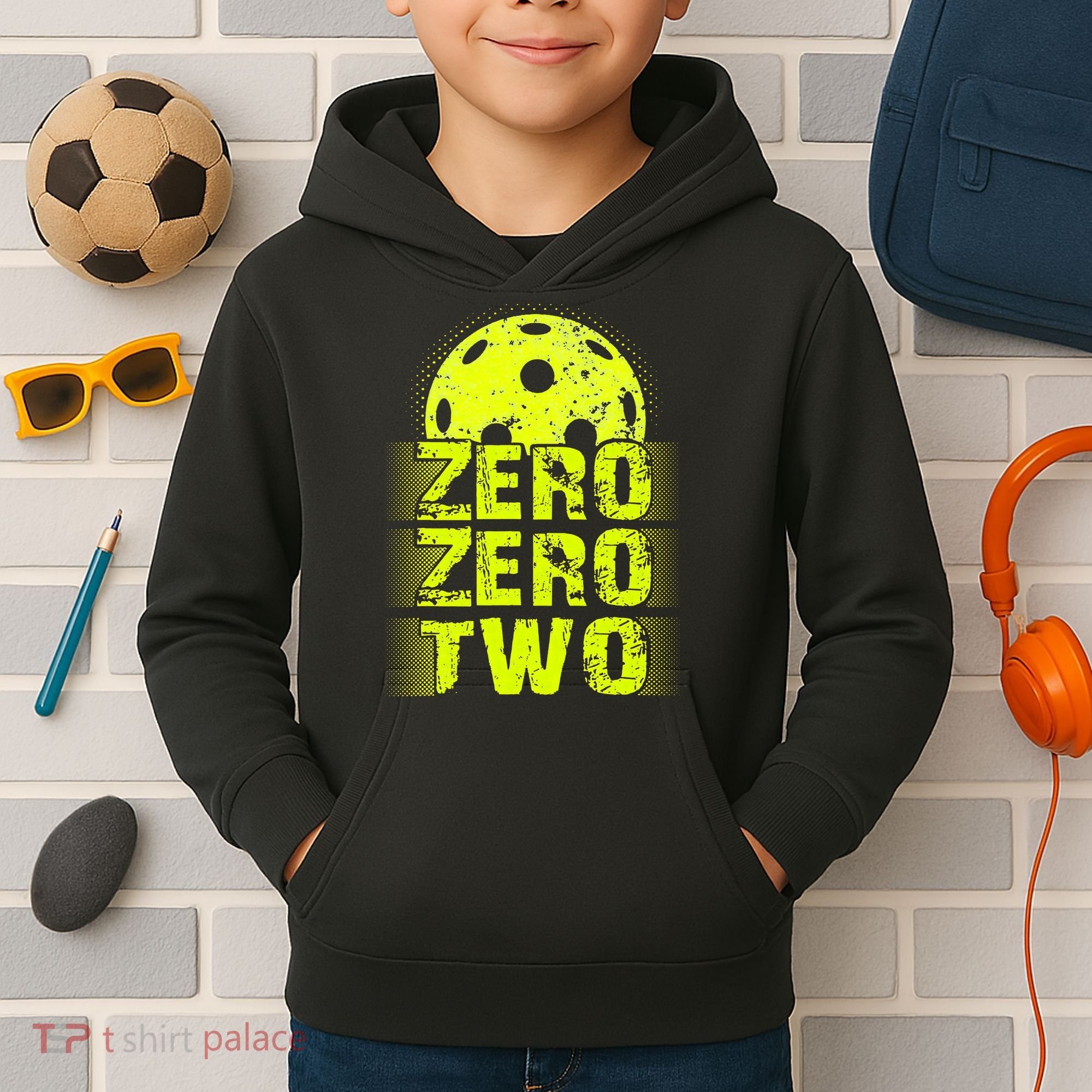 Zero Zero Two Pickleball Player Paddleball Kids Hoodie